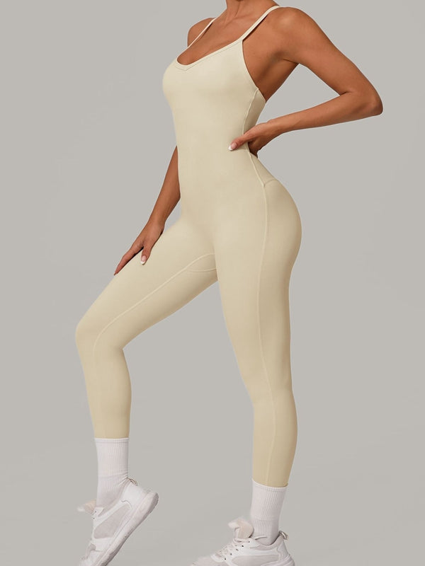 Sexy Cross Back U Collar Jumpsuit