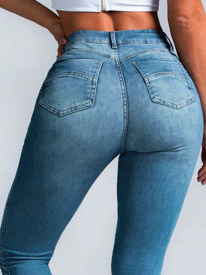 Sexy Denim Elastic Tight Pocket Cargo Leggings