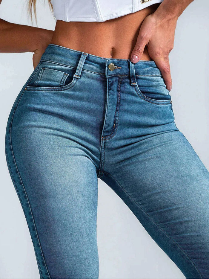 Sexy Denim Elastic Tight Pocket Cargo Leggings