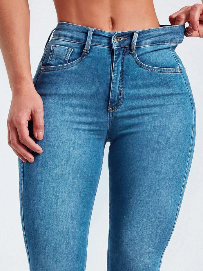 Sexy Denim Elastic Tight Pocket Cargo Leggings