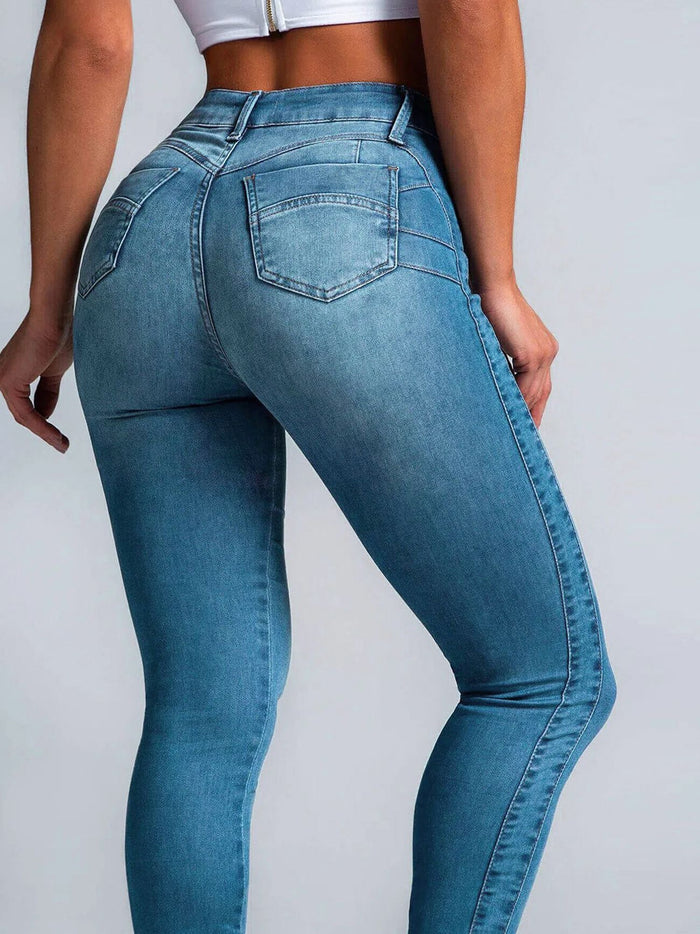 Sexy Denim Elastic Tight Pocket Cargo Leggings