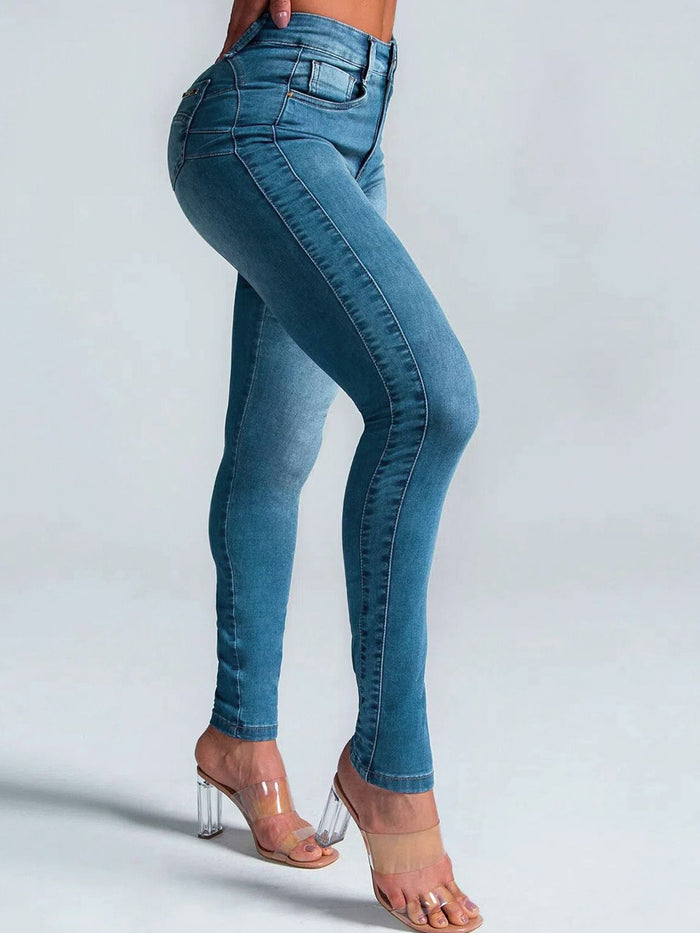 Sexy Denim Elastic Tight Pocket Cargo Leggings