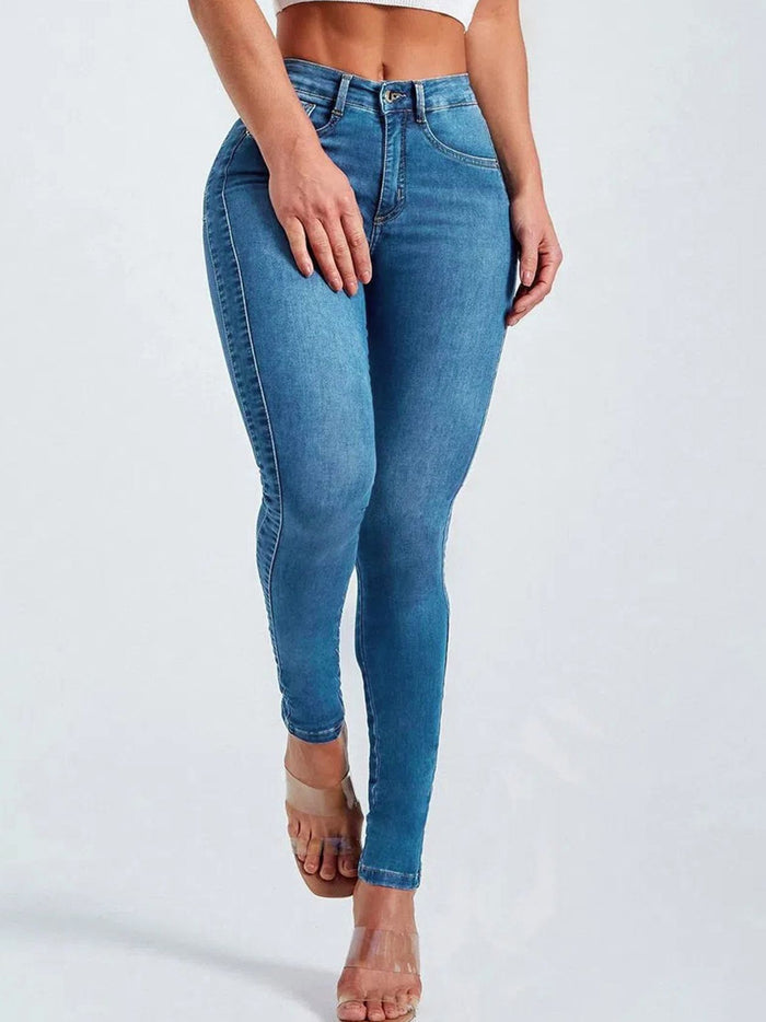Sexy Denim Elastic Tight Pocket Cargo Leggings
