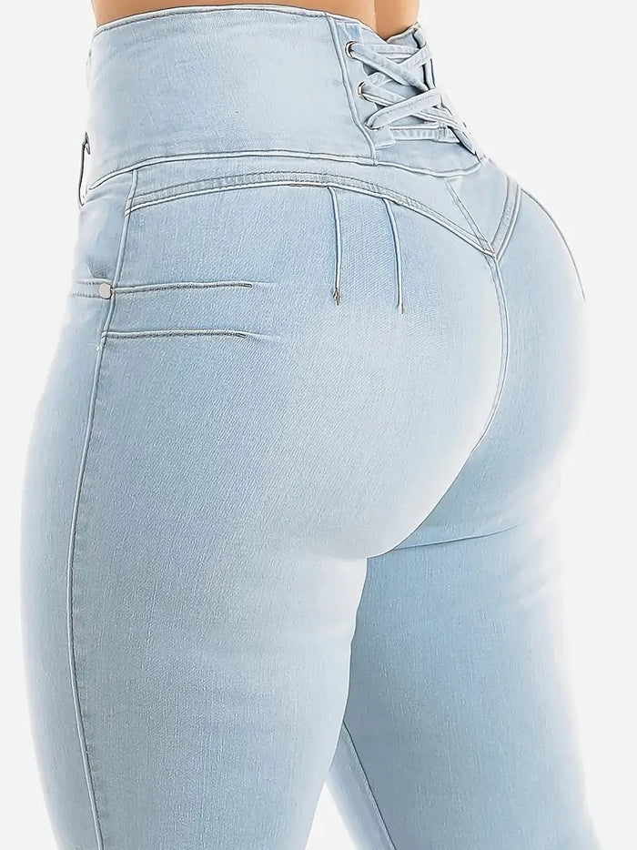 Sexy Denim Hip-lift High-waisted Cross Leggings