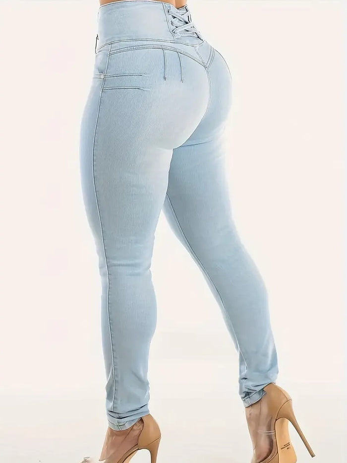 Sexy Denim Hip-lift High-waisted Cross Leggings