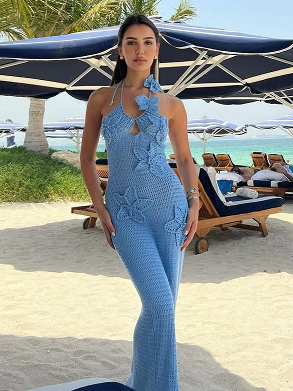Sexy Fishnet Flower Without Bikini Set Cover-up Dress