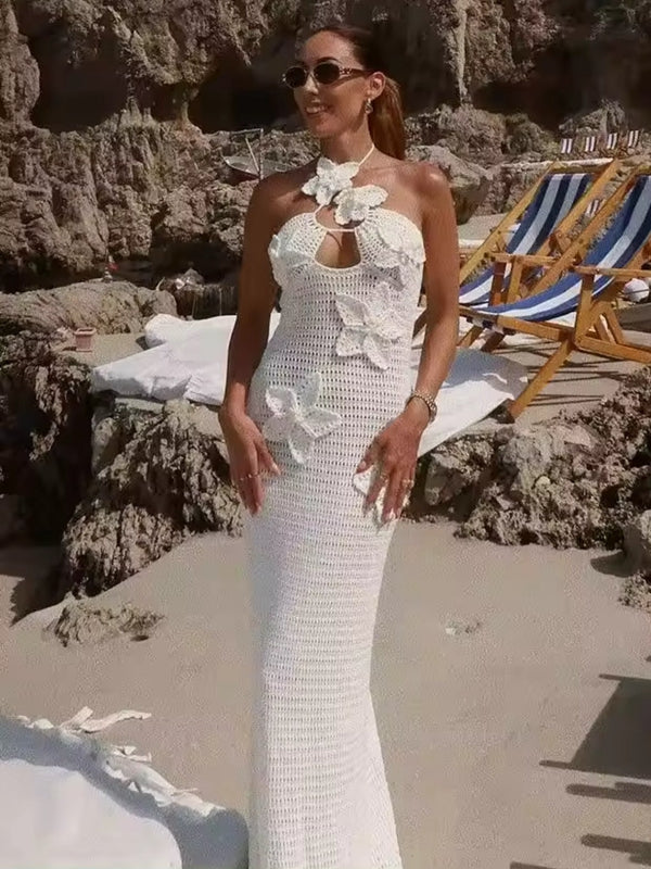 Sexy Fishnet Flower Without Bikini Set Cover-up Dress