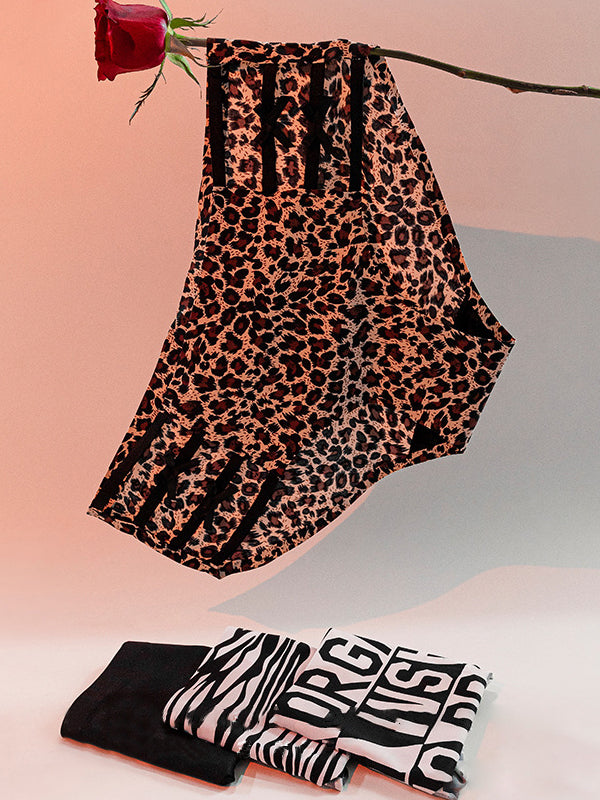 Sexy Hollow Out Mesh Print Panties