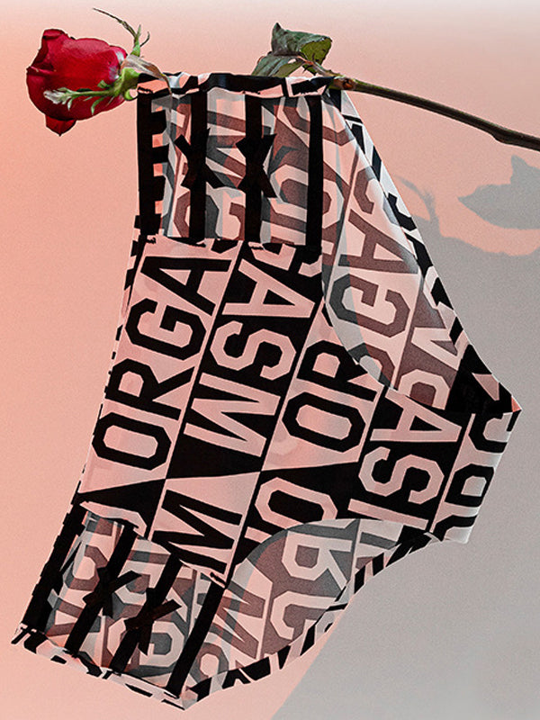 Sexy Hollow Out Mesh Print Panties