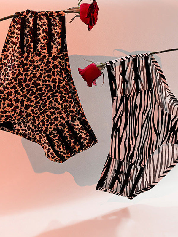Sexy Hollow Out Mesh Print Panties
