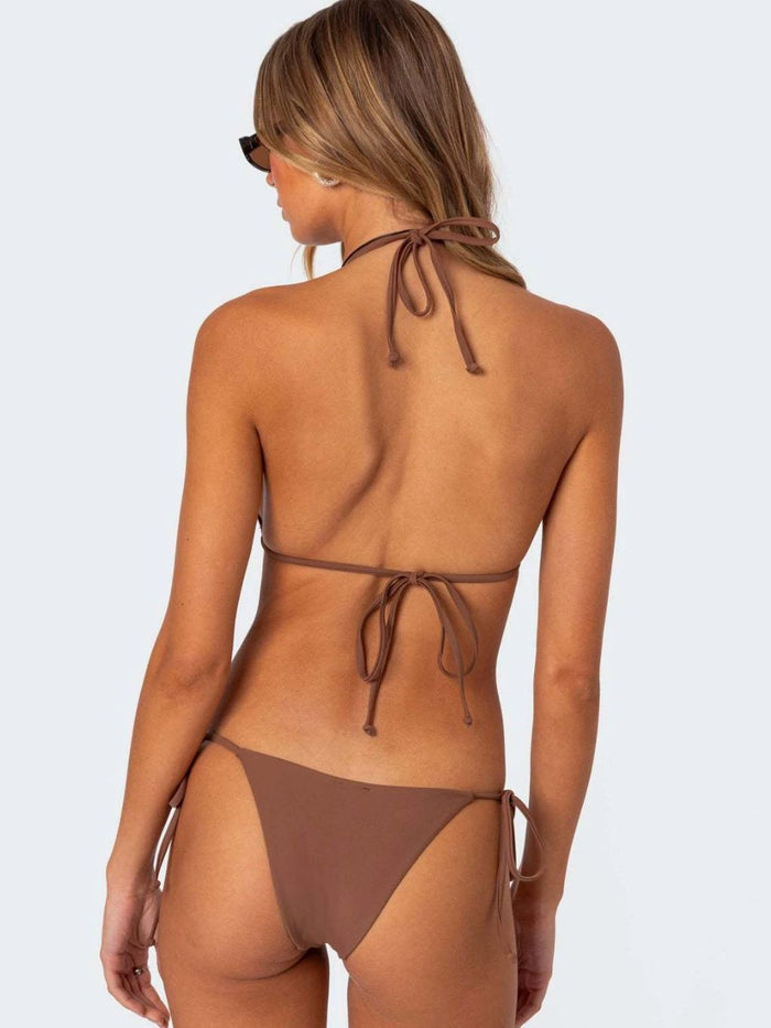 Sexy Lace Splicing Leopard Print Bikini Set