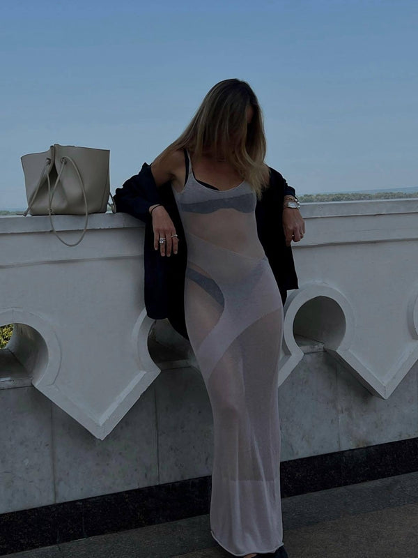 Sexy Mesh Backless Cover-up Without Bikini