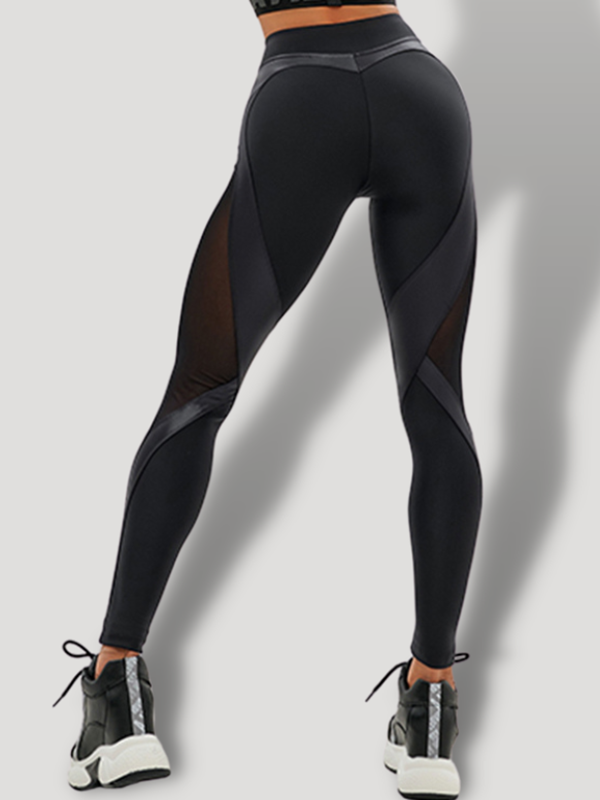 Sexy Mesh Faux Leather Heart Shape Design Booty Leggings