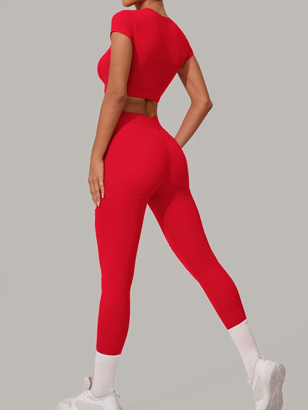 Red / S / Short Sleeves+Leggings