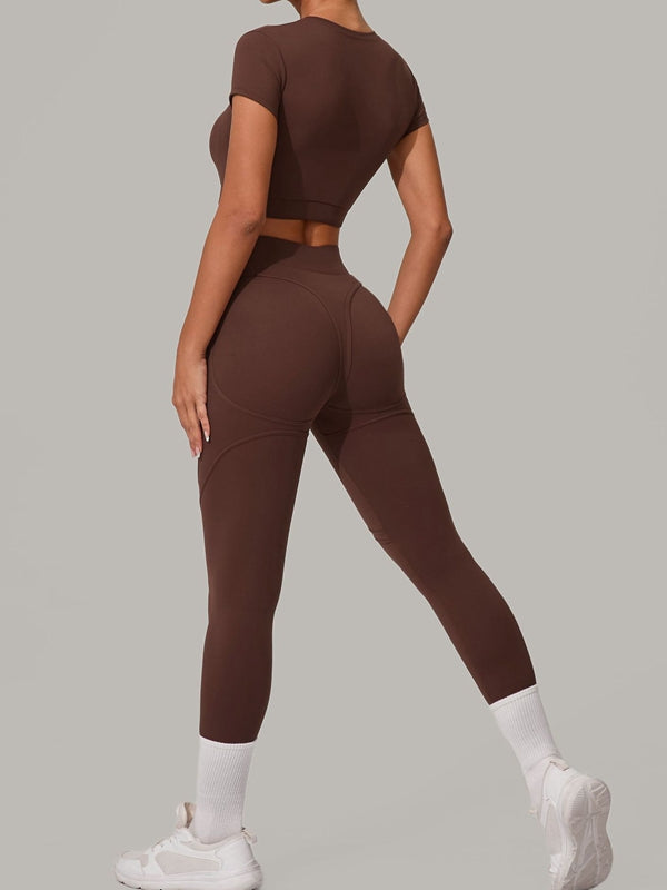 Saddle Brown / S / Short Sleeves+Leggings