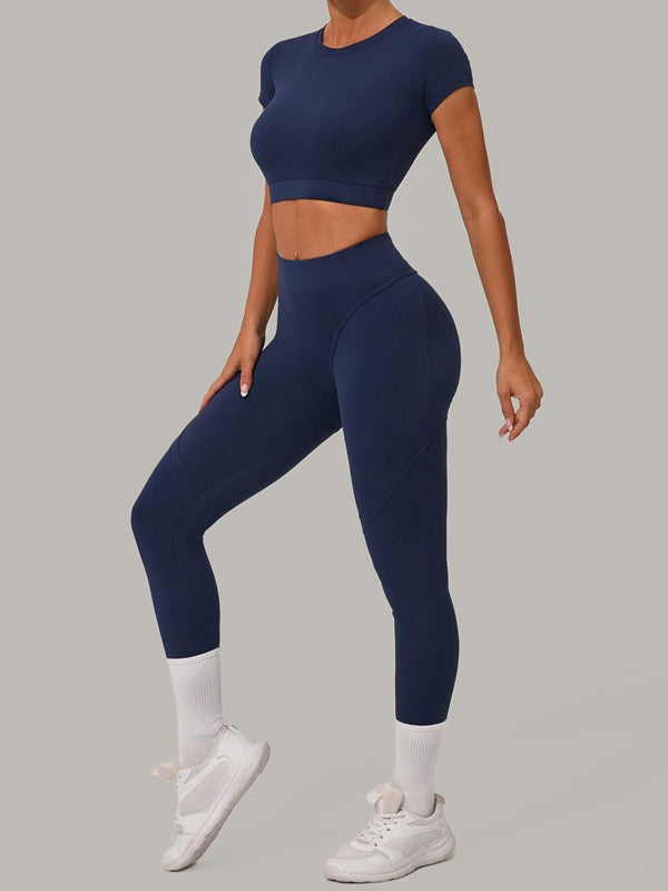 Navy / S / Short Sleeves+Leggings