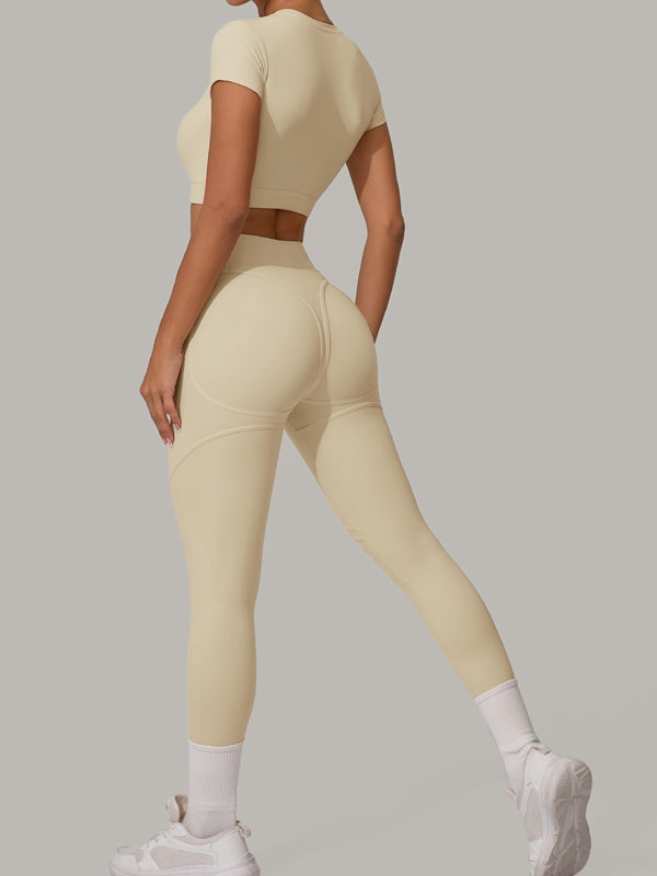 Wheat / S / Short Sleeves+Leggings