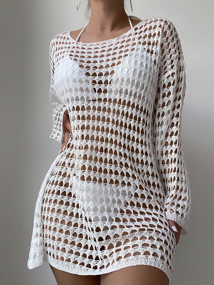 Sexy Sheer Fishnet Swimwear Without Bikini Set Cover Dress