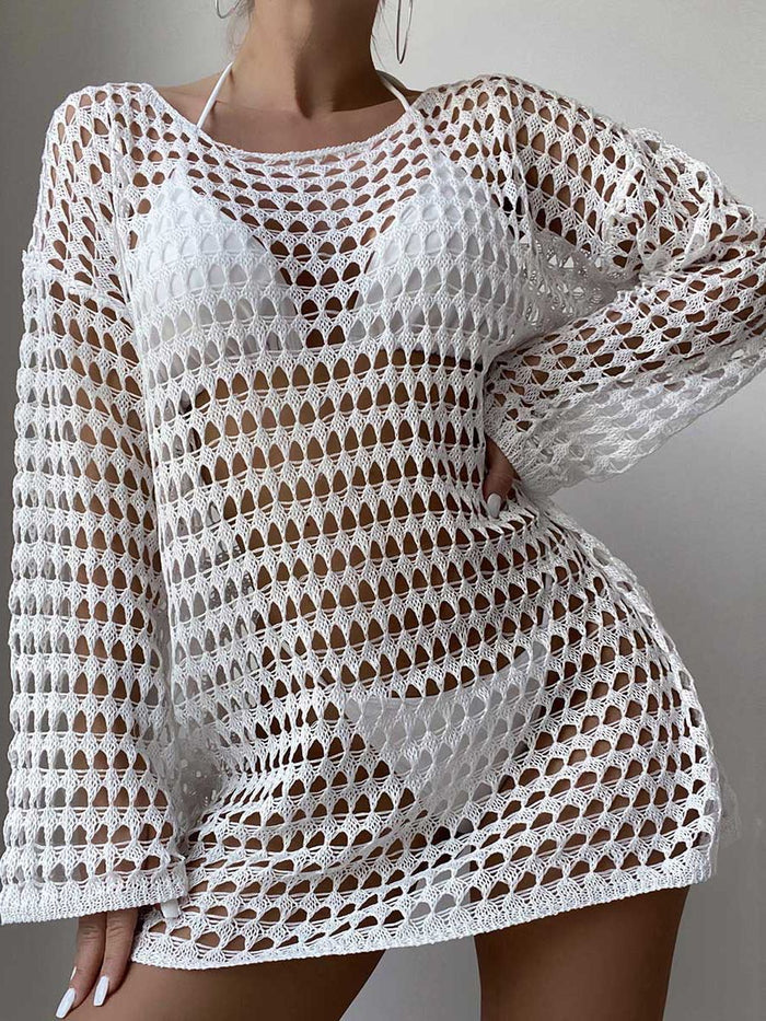 Sexy Sheer Fishnet Swimwear Without Bikini Set Cover Dress