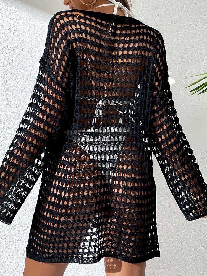 Sexy Sheer Fishnet Swimwear Without Bikini Set Cover Dress
