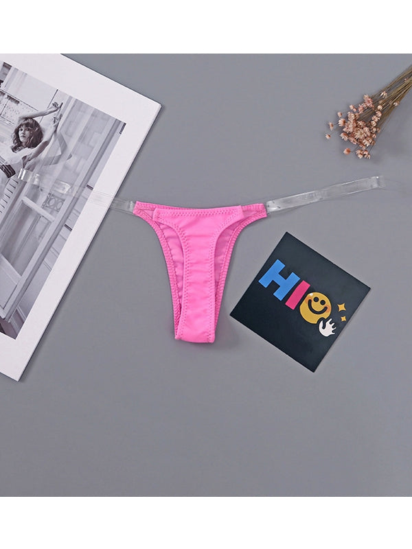 Sexy Solid Color Print T-Back Panties