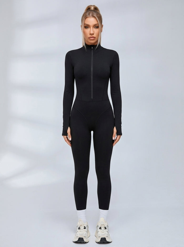 Sexy Zipper Fleece Jumpsuit