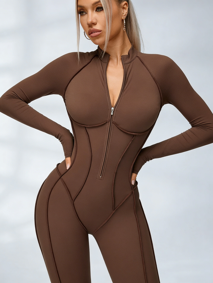 Sexy Zipper Stitch Performance Jumpsuit