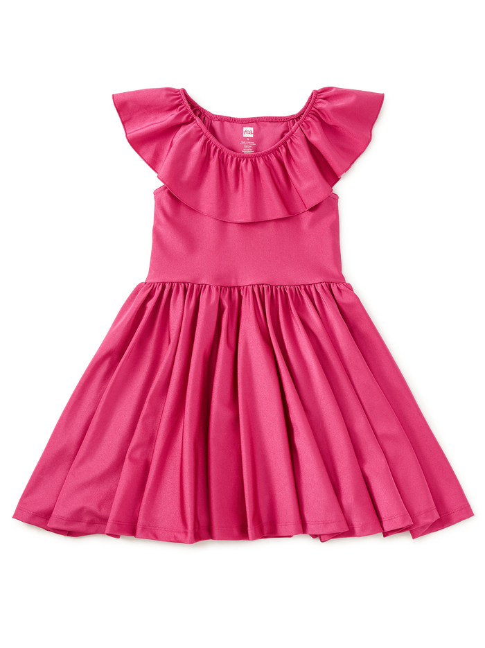 Shiny Ruffle Neck Dress