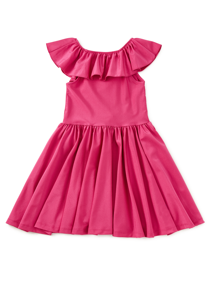Shiny Ruffle Neck Dress