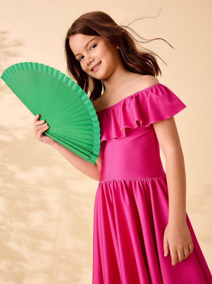 Shiny Ruffle Neck Dress