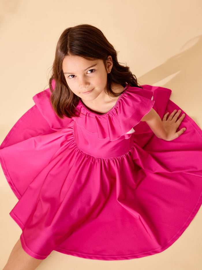 Shiny Ruffle Neck Dress