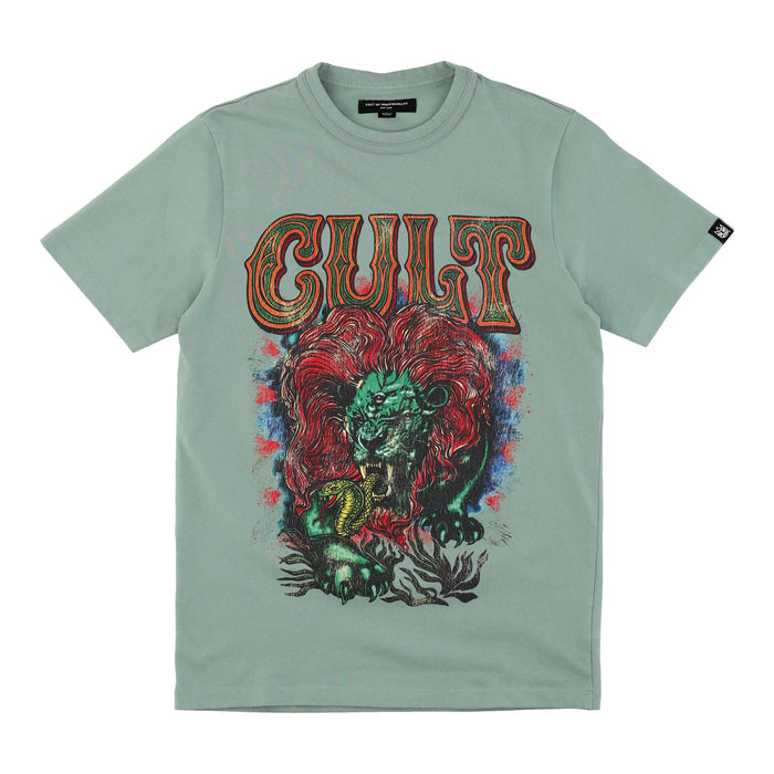Short Sleeve Lion Crew Neck Green T-Shirt