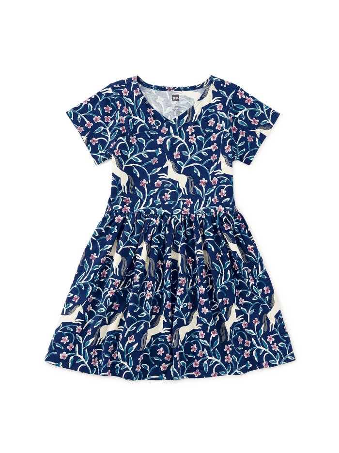 Short Sleeve Wrap Neck Dress