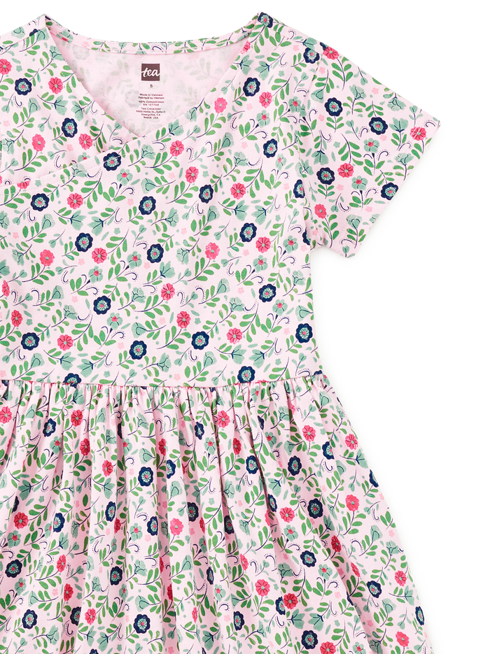 Short Sleeve Wrap Neck Dress
