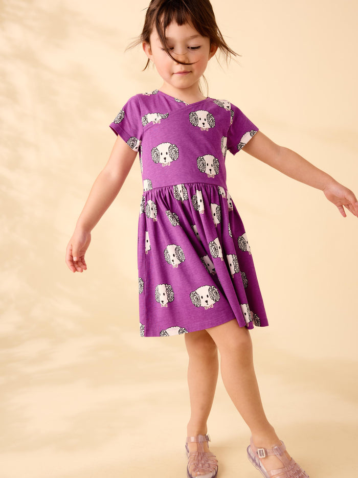 Short Sleeve Wrap Neck Dress