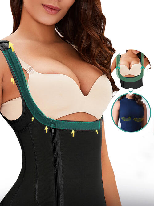 Side Zip Wide Strap Shaping Bodysuit – Full Size