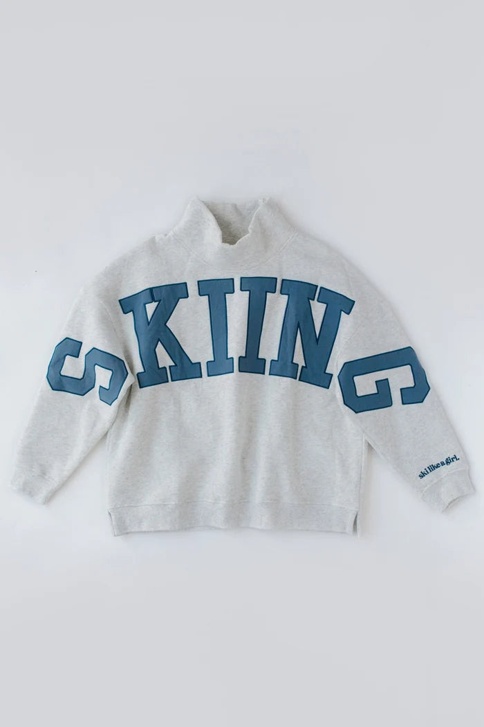 Skiing Mock Neck Fleece Sweater