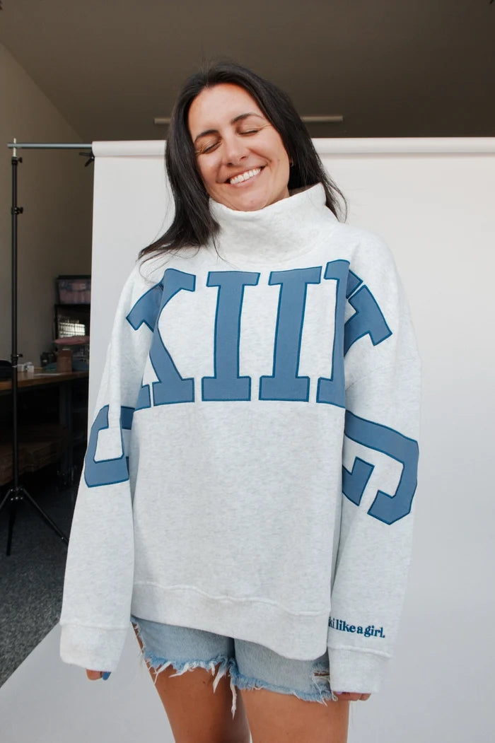 Skiing Mock Neck Fleece Sweater