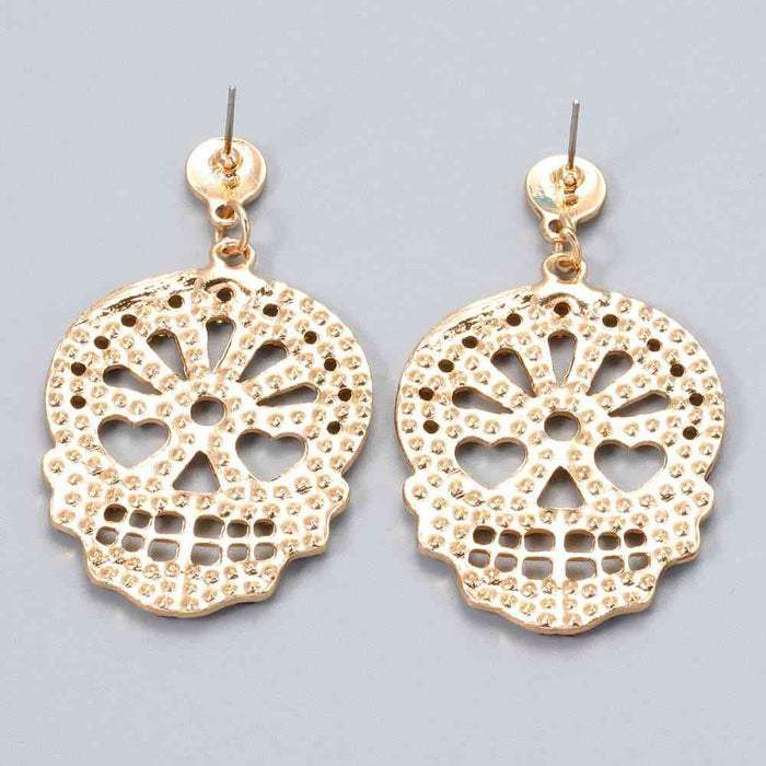 Skull Rhinestone Alloy Earrings