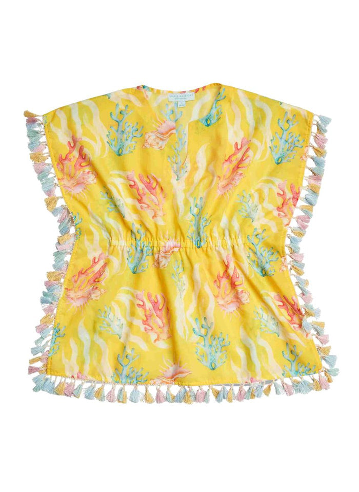 Caftans Marie Raxevsky Sleeveless Pom Pom Caftan Sunset Reef Apoella