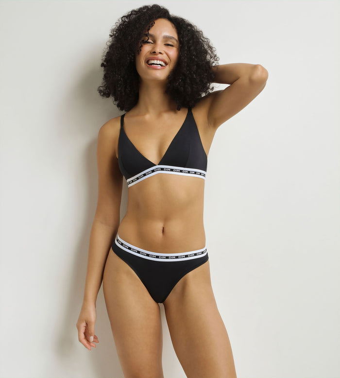 Slip femme échancré Noir Dim Icons