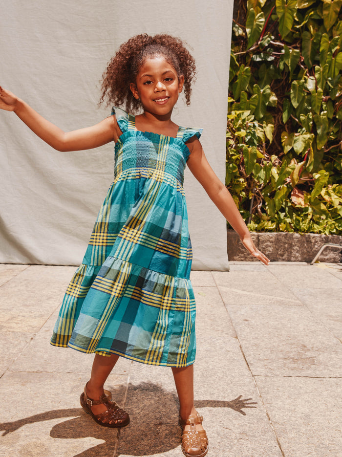 Smocked Flutter Sleeve Dress