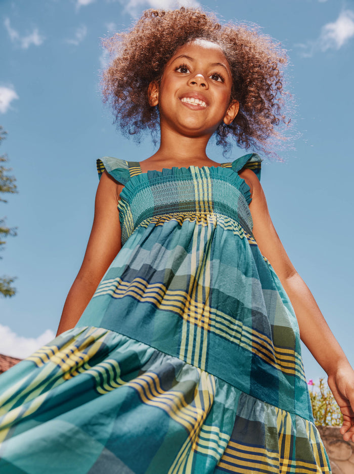 Smocked Flutter Sleeve Dress