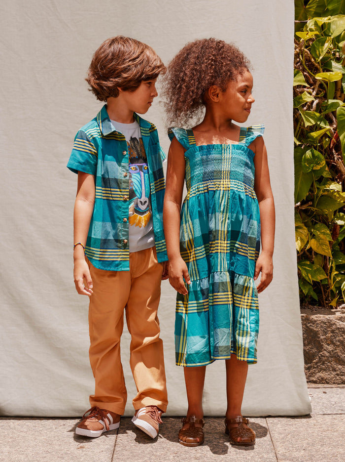 Smocked Flutter Sleeve Dress