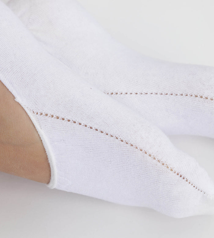 Socquettes courtes femme spécial baskets en coton Blanc Dim Invisifit