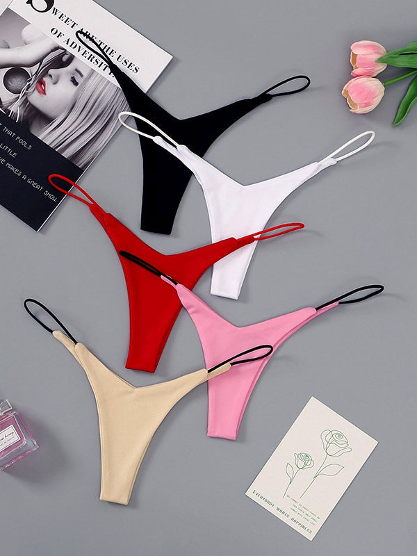 Solid Color T-back Panties