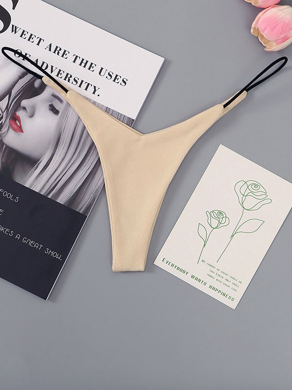 Solid Color T-back Panties