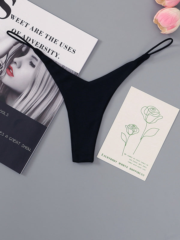 Solid Color T-back Panties
