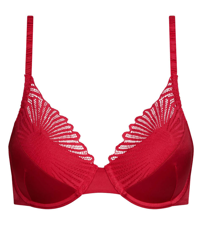 Soutien-gorge à armatures en satin et dentelle Rouge Dim ChocoLove