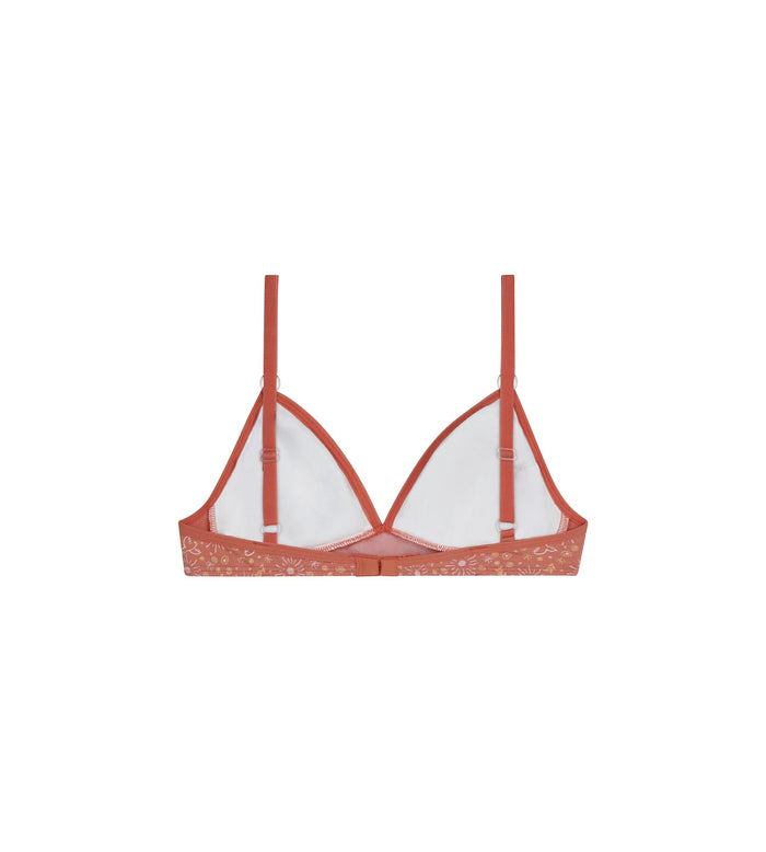 Soutien-gorge fille coton stretch Ocre à fleurs Les Pockets